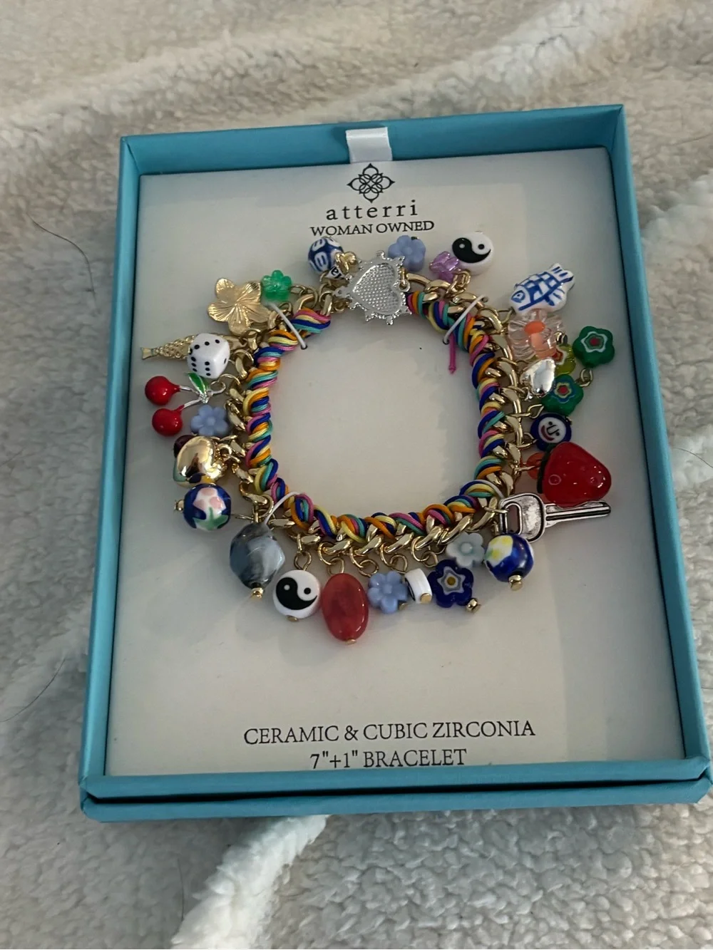 Atterri Multicolor Ceramic Charm Bracelet - Rainbow Beaded Chain